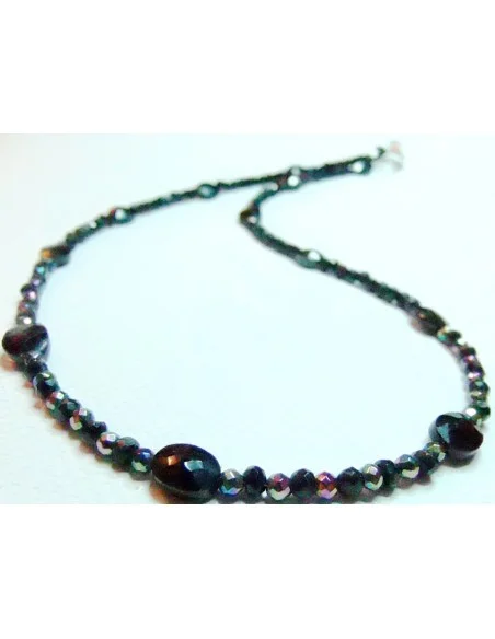 Collier en spinel et aqua aura au titane