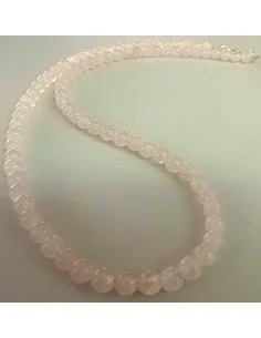 Collier quartz rose 6mm 2