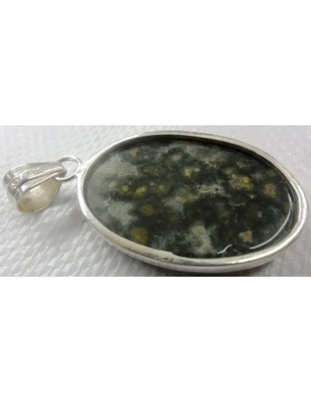 Jaspe Chrome en pendentif monte en argent