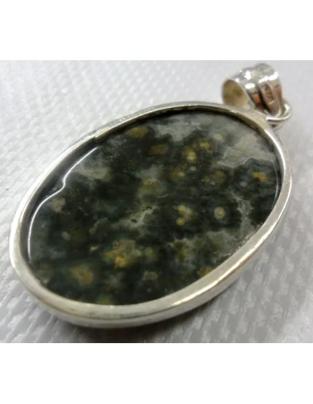 Jaspe Chrome en pendentif monte en argent