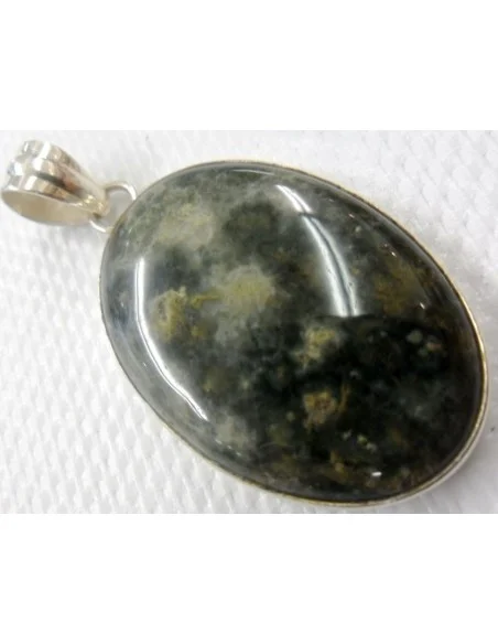 Jaspe Chrome en pendentif monte en argent