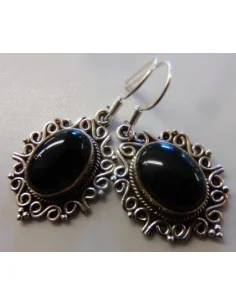 Onyx Boucles d'oreilles argent