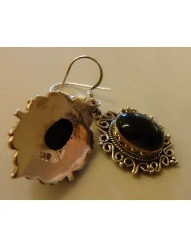 Onyx Boucles d'oreilles argent