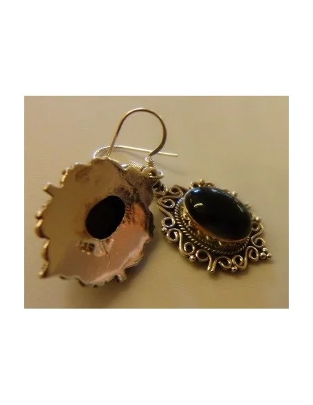 Onyx Boucles d'oreilles argent