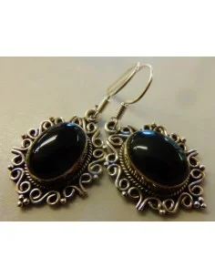 Onyx Boucles d'oreilles argent 2