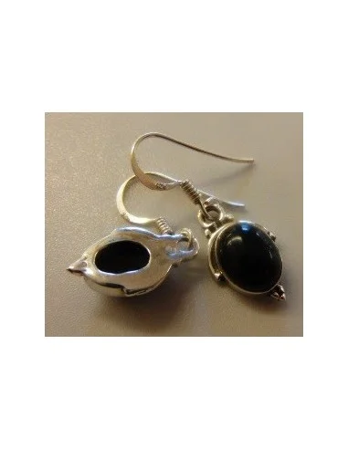 Onyx Boucles oreilles argent